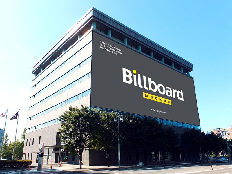 Billboard On Building PSD Mockup | MockupsQ