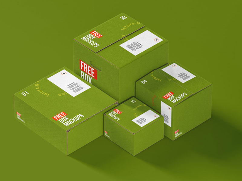 Box Packaging PSD Mockups