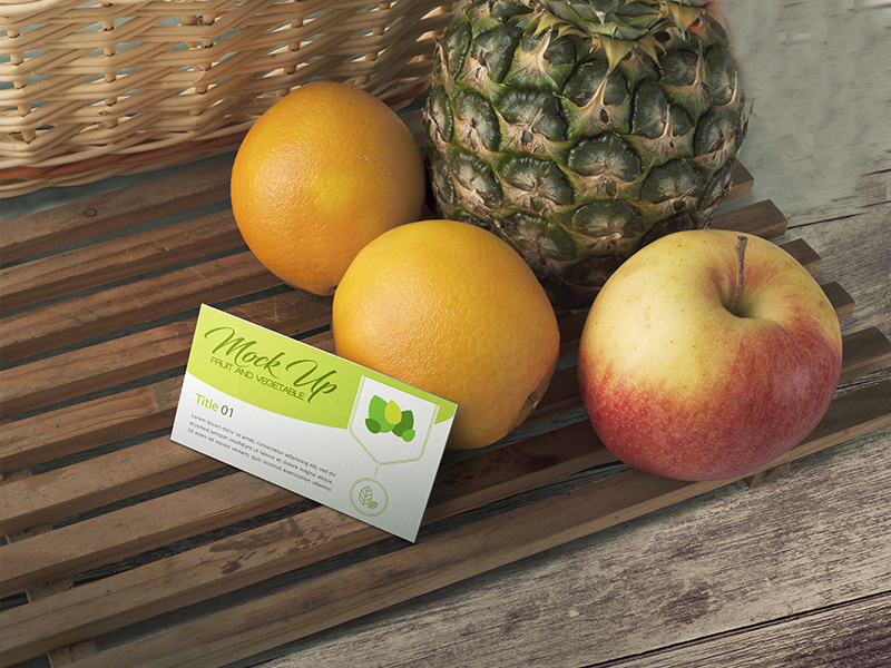 Business Card with Fruits PSD Mockup