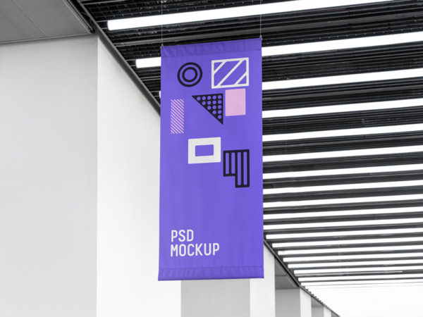 Hanging Flag PSD Mockup