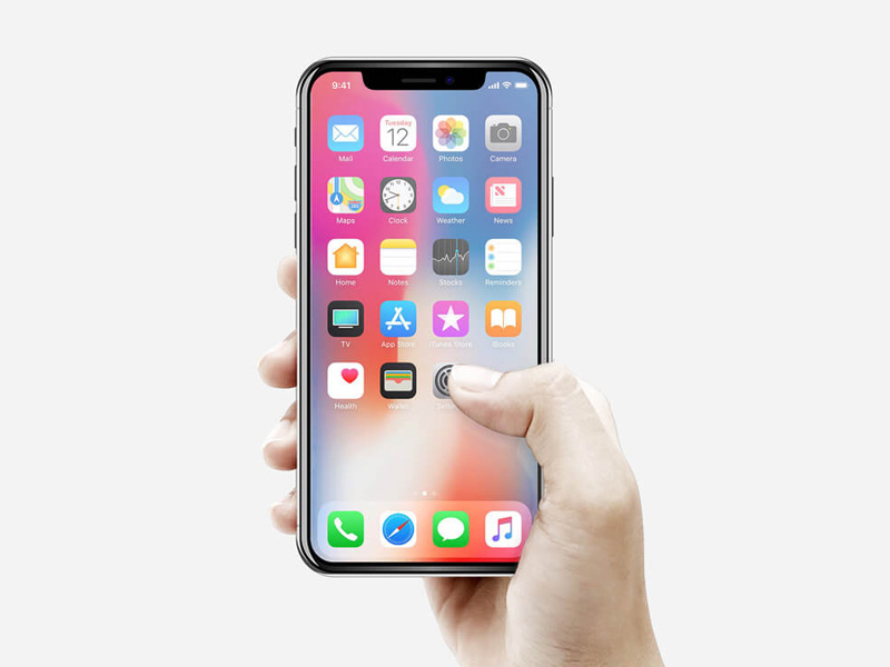 holding iphone x front back psd mockup