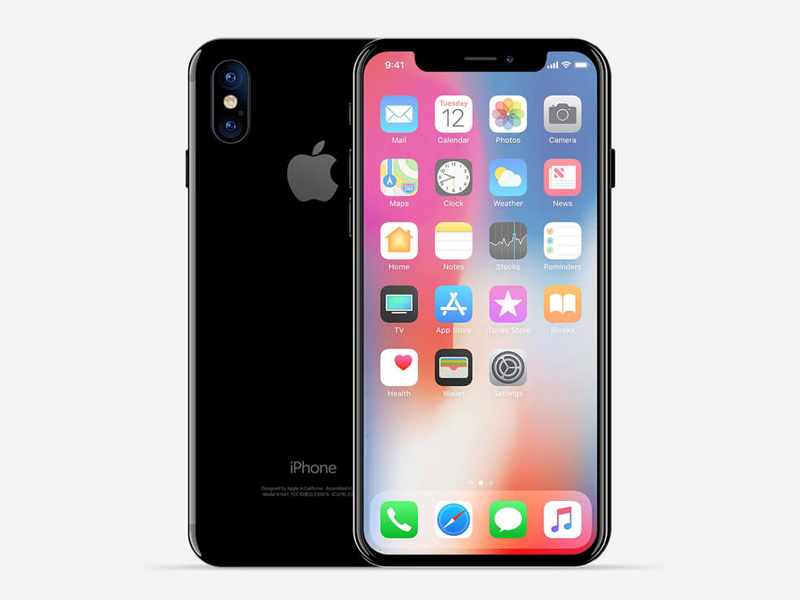 holding iphone x front back psd mockup