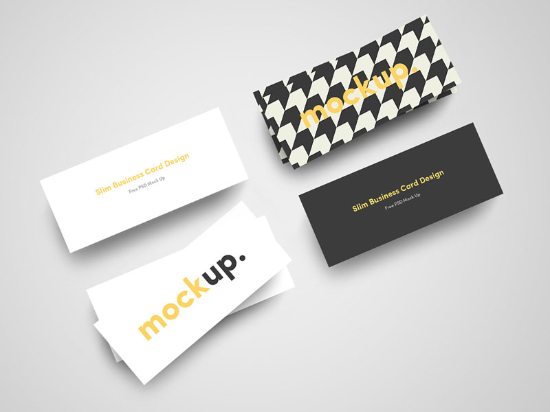 Slim Business Cards PSD Mockup