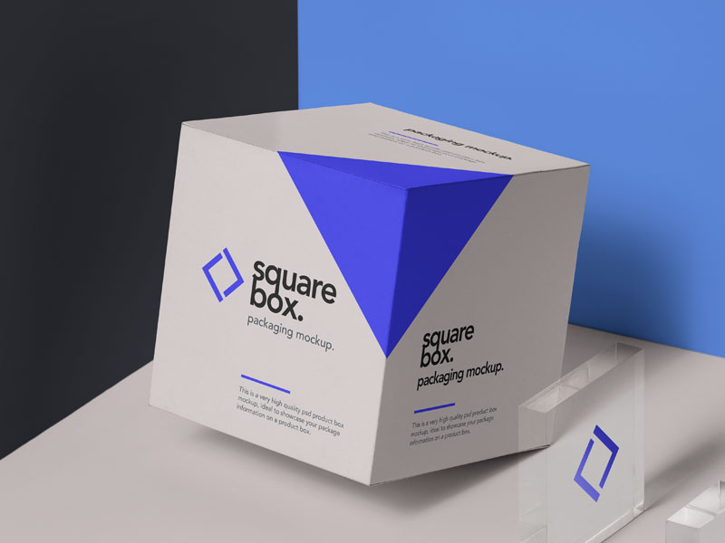 Square Box Packaging PSD Mockup