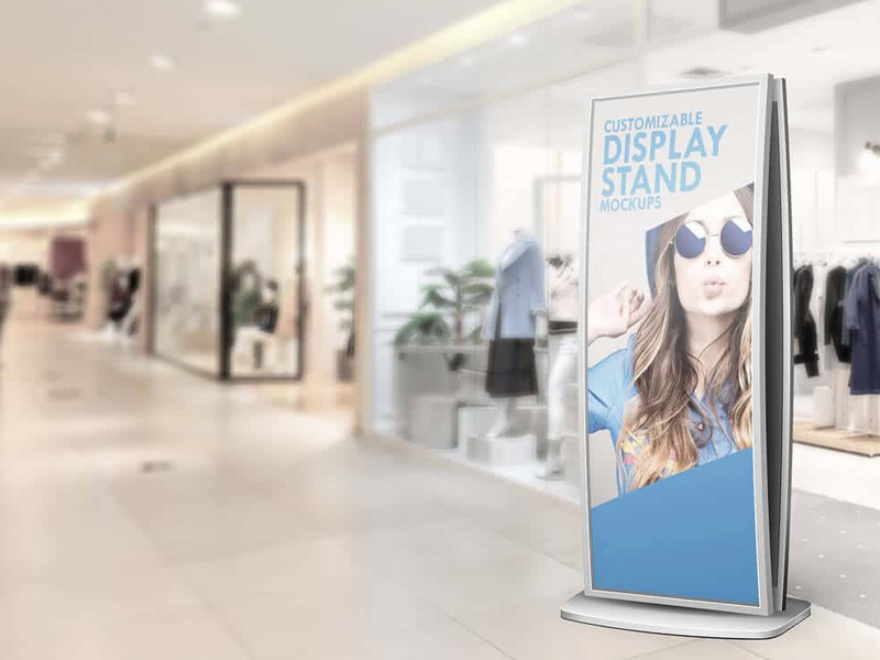 Stand Display Sign PSD Mockup