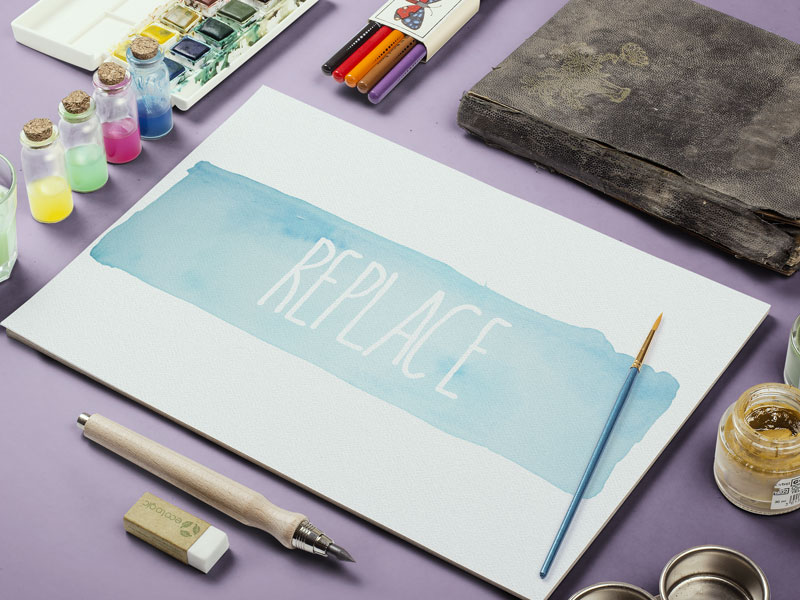 Watercolor Sketch PSD Mockup