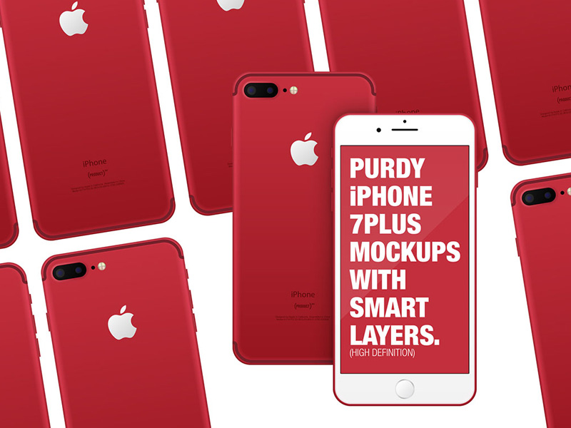 Apple iPhone Red PSD Mockup