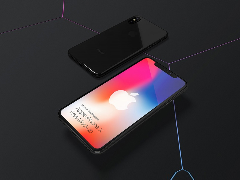 iPhone X in 3 Colors PSD Mockup