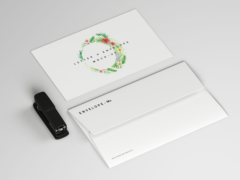 Letter with Envelope PSD Mockup