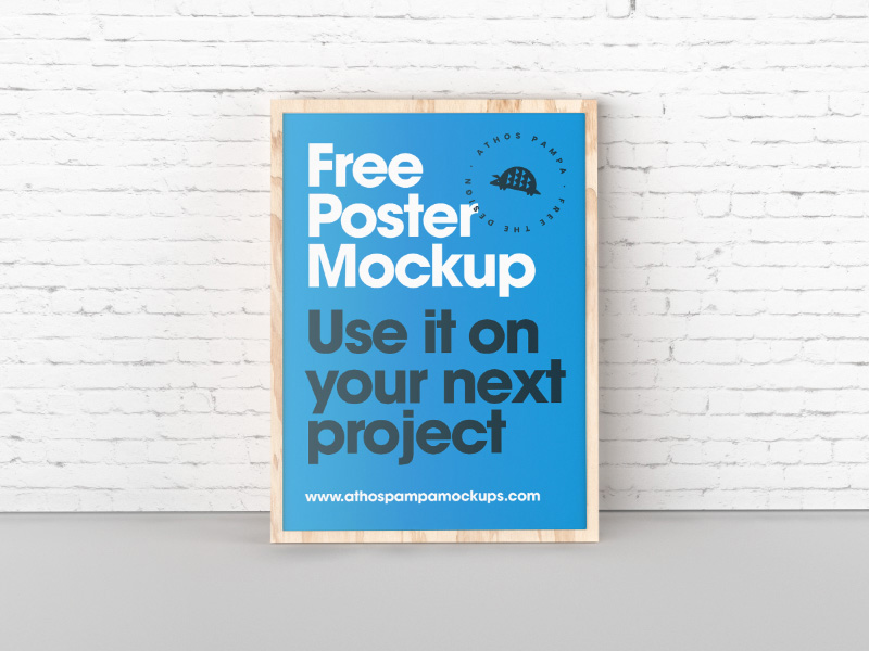 Poster Leaning With Wall PSD Mockup