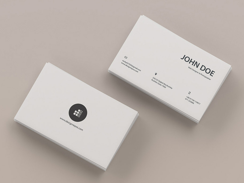 Top View Business Cards PSD Mockup