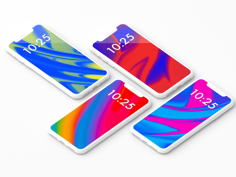 Isometric Top View iPhone X PSD Mockup