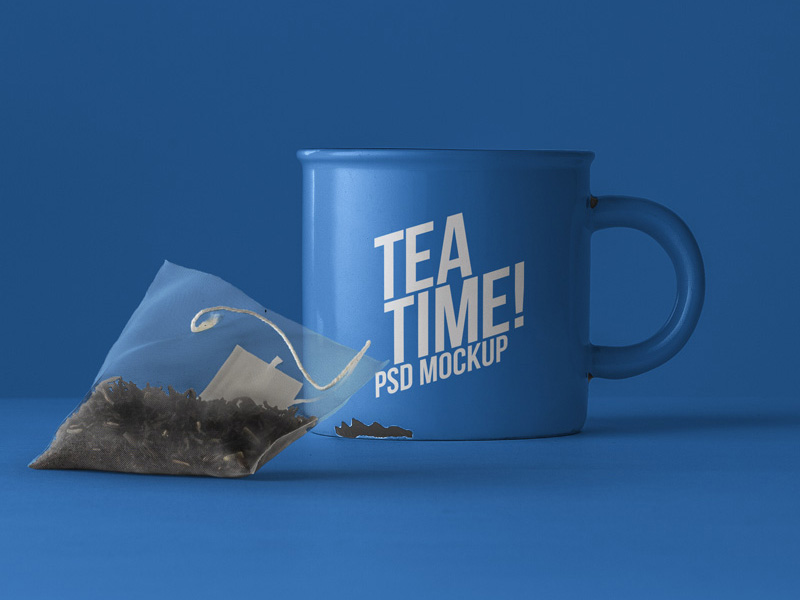 Tea Mug with TeaBag PSD Mockup