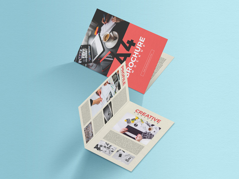 A4 Folded Brochure PSD Mockup