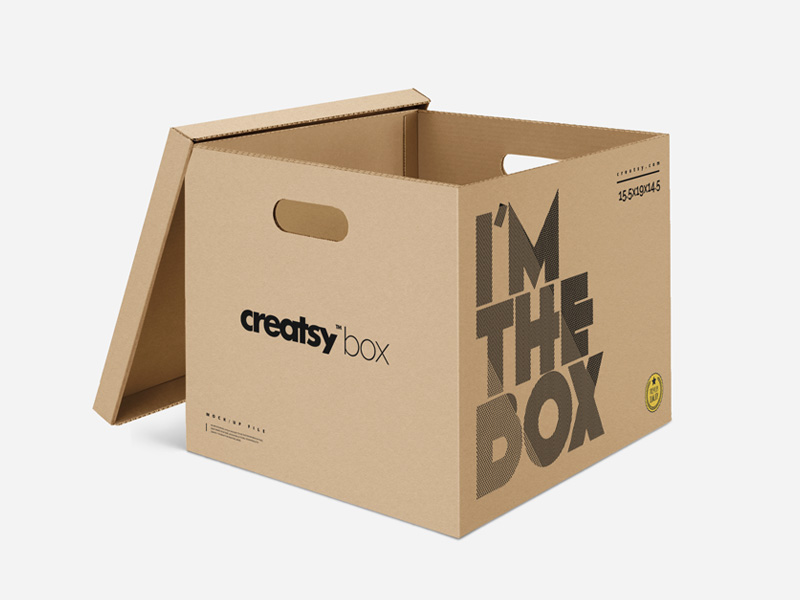 Download Cardboard Box Psd Mockup | MockupsQ