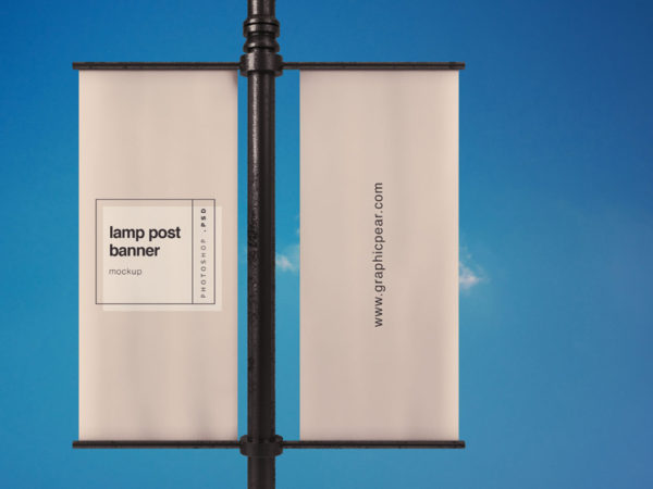 Lamp Post Banner Psd Mockup