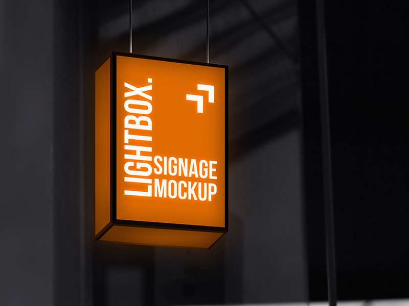 Download Lightbox Signage Psd Mockup | MockupsQ
