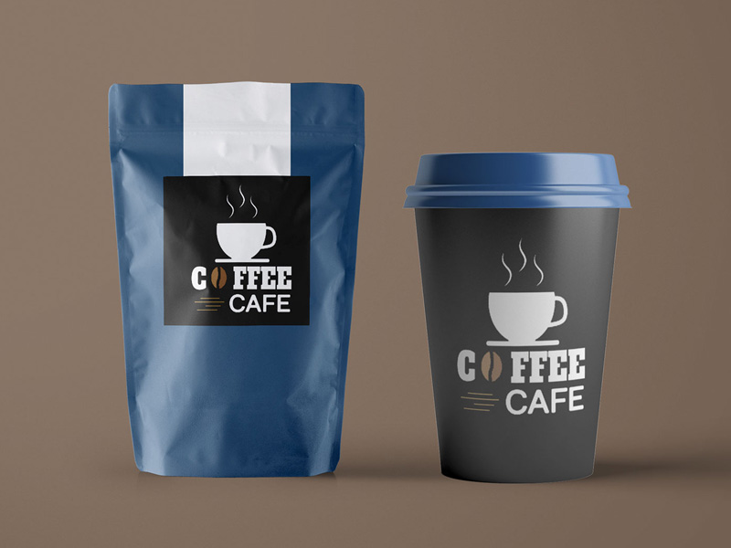 Paper Pouch Coffee Bag & Cup Psd Mockup | MockupsQ