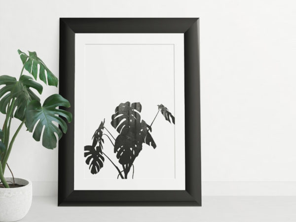 Picture Frame with Monstera PSD Mockup