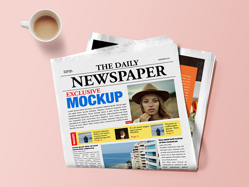 Simple Newspaper PSD Mockup