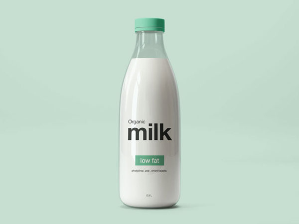 Download Milk Glass Bottle PSD Mockup | MockupsQ