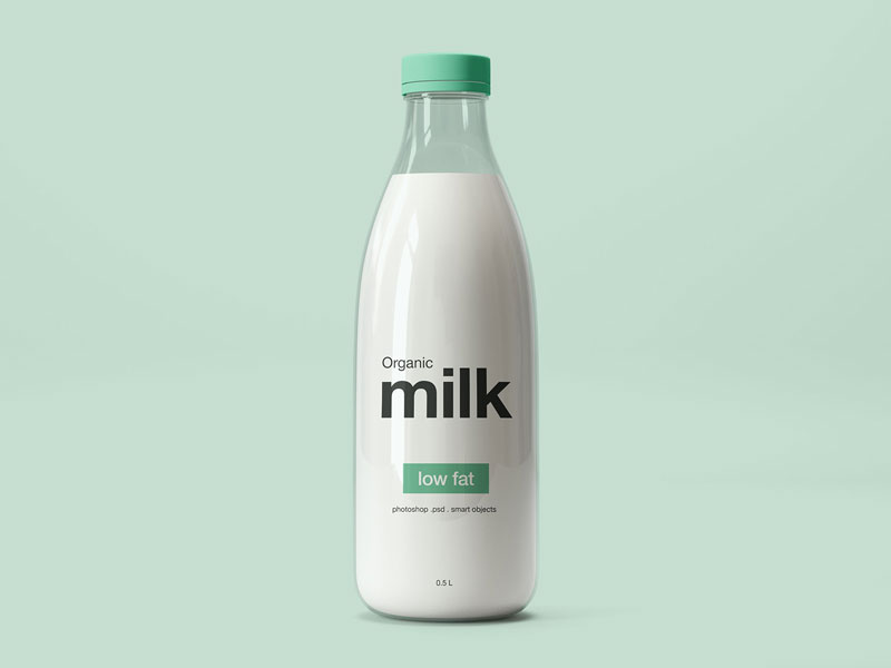 Milk Glass Bottle PSD Mockup