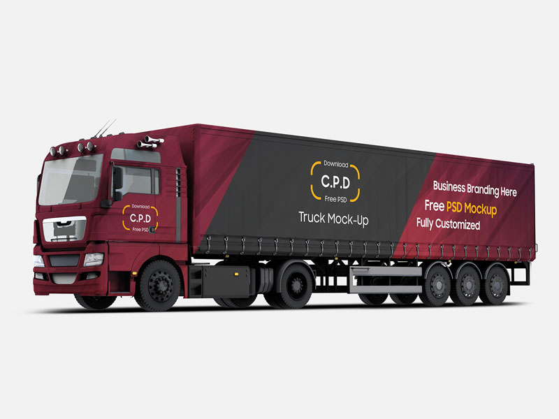 Download Trailer Truck PSD Mockup | MockupsQ