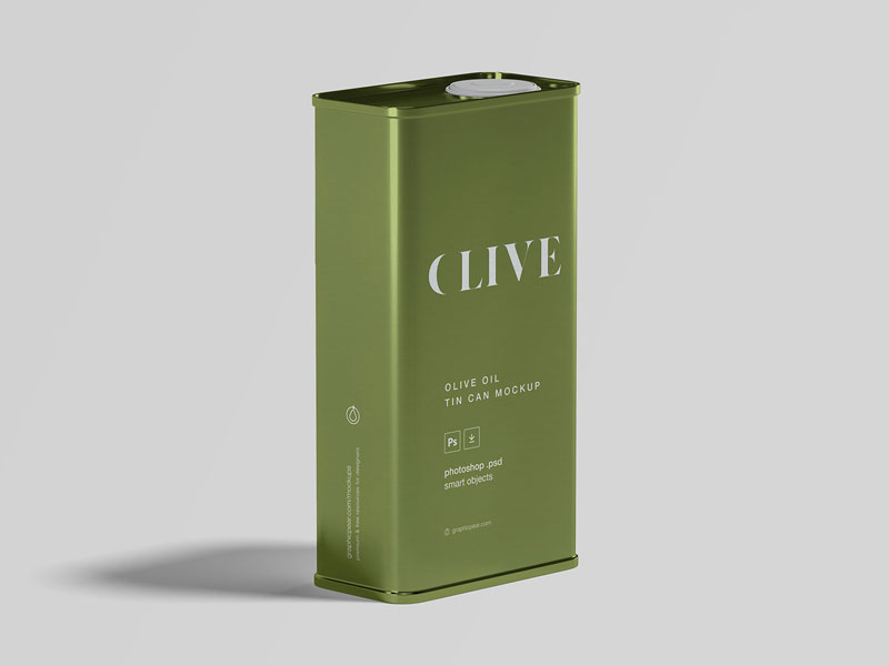 Download Olive Oil Tin Can PSD Mockup | MockupsQ