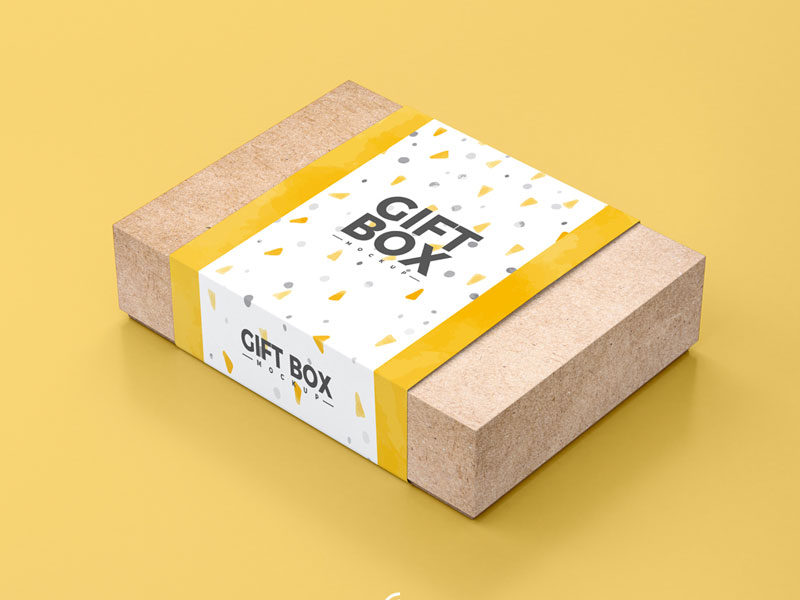 Craft Paper Gift Box PSD Mockup