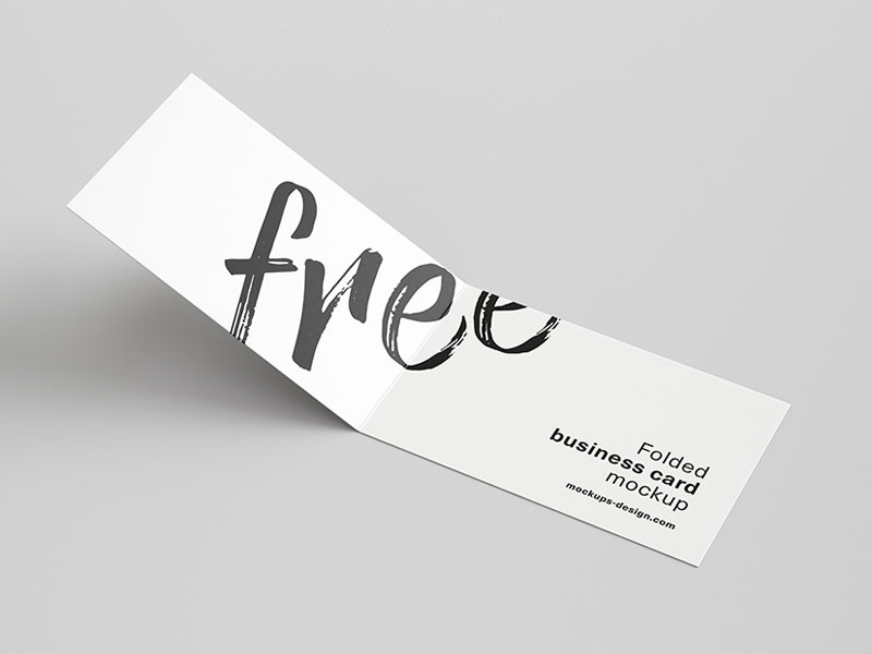 Folded Business Card PSD Mockup