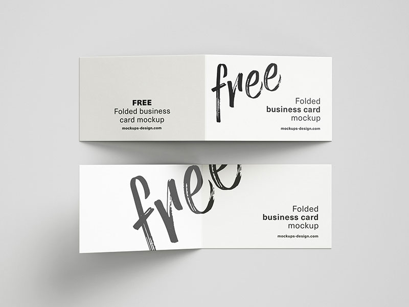 Folded Business Card PSD Mockup