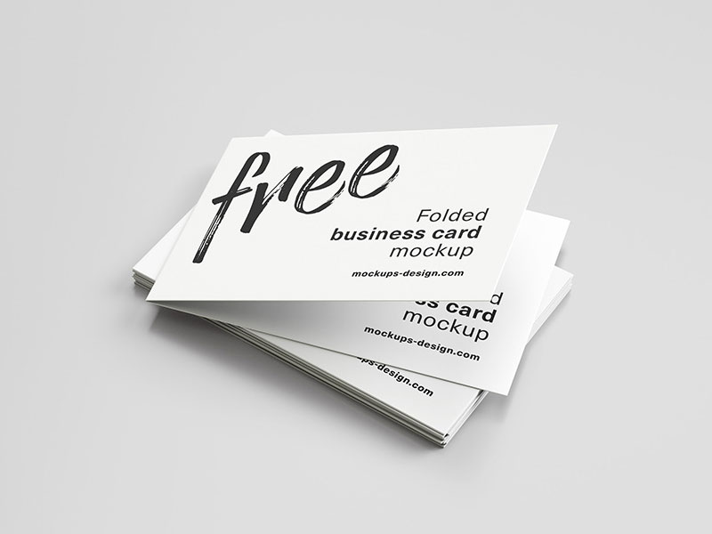 Folded Business Card PSD Mockup