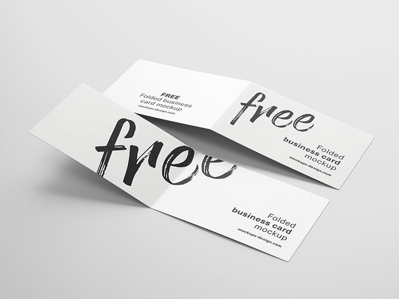 Folded Business Card PSD Mockup