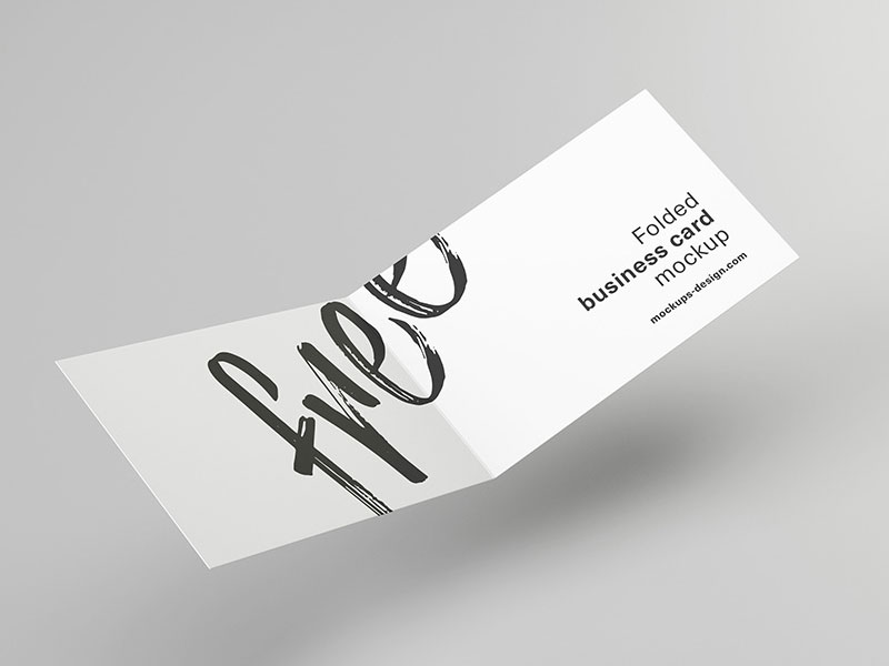 Folded Business Card PSD Mockup