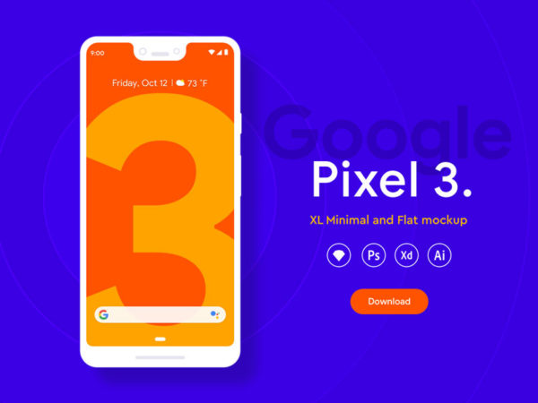 Google Pixel 3 XL PSD Mockup