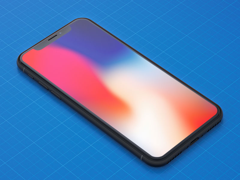 Isometric iPhone X PSD Mockup