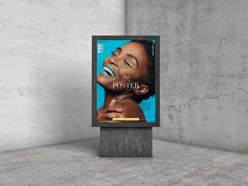 Concrete Interior Poster PSD Mockup