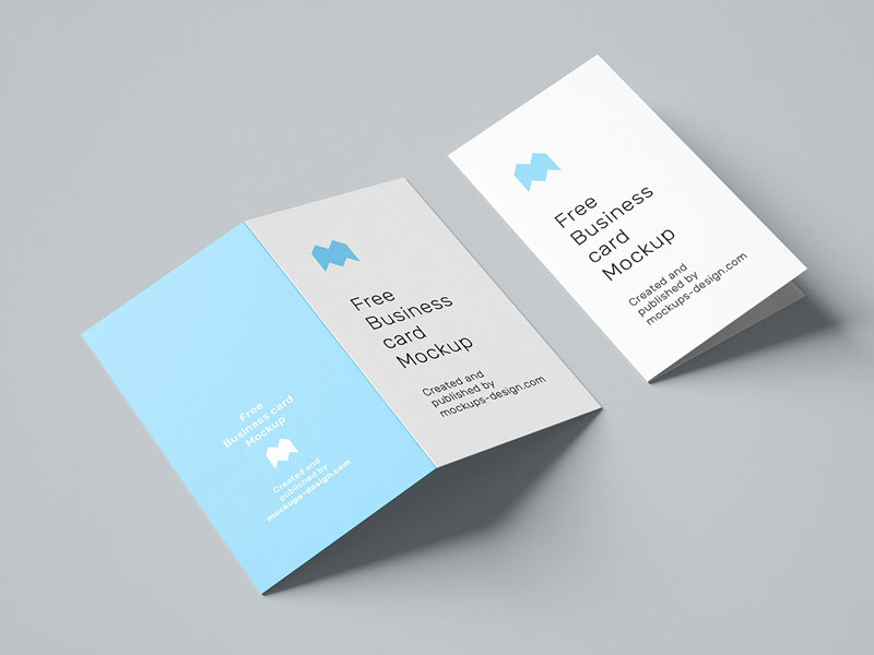Folded Business Card Front & Back PSD Mockup