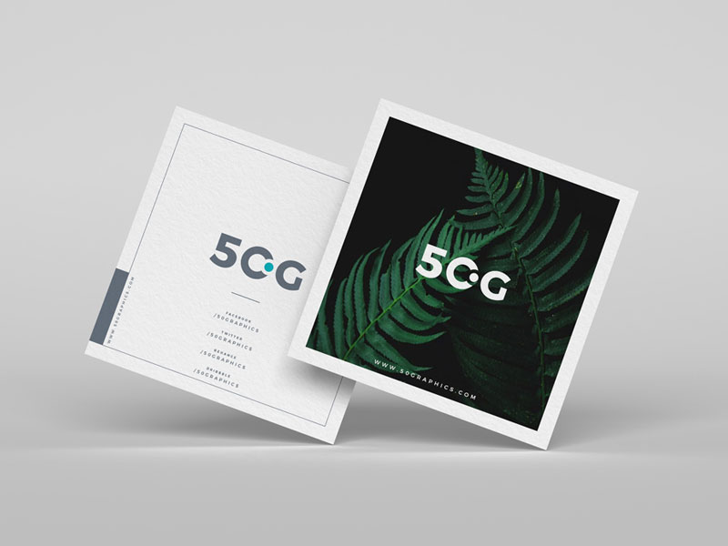 Square Business Cards PSD Mockup