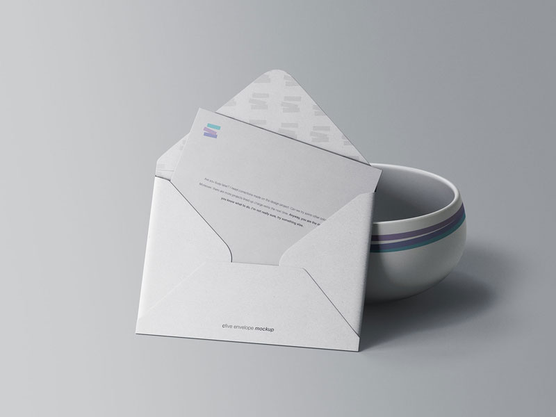 Envelope with Bowl PSD Mockup