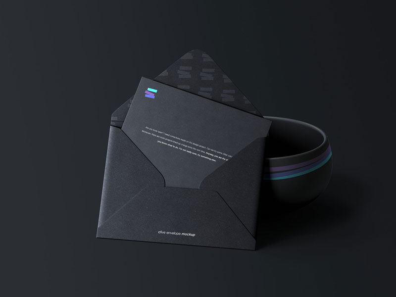 Envelope with Bowl PSD Mockup