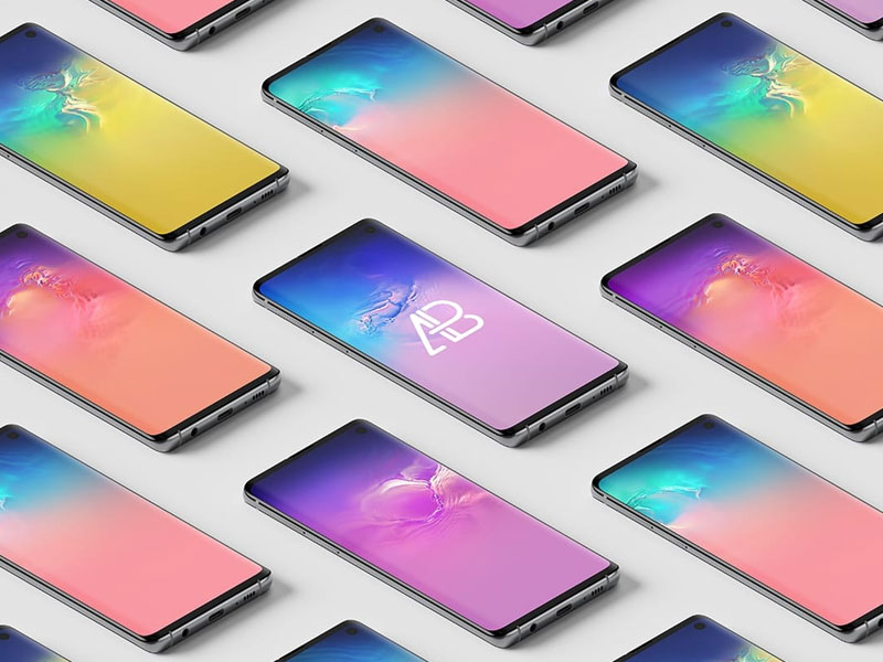 Isometric Samsung Galaxy S10 PSD Mockup