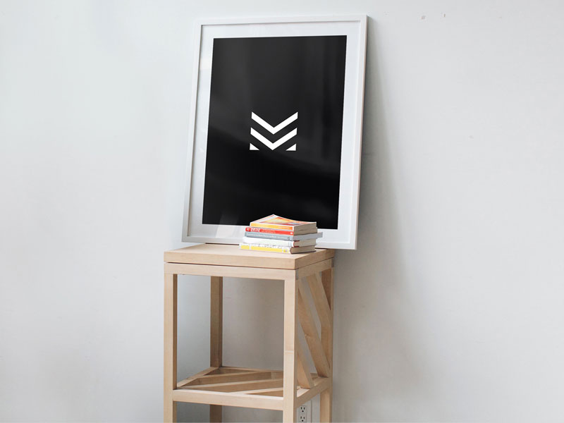 Poster on Wooden Table PSD Mockup