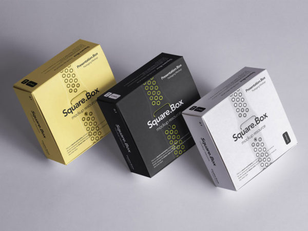 Square Packaging Boxes PSD Mockup