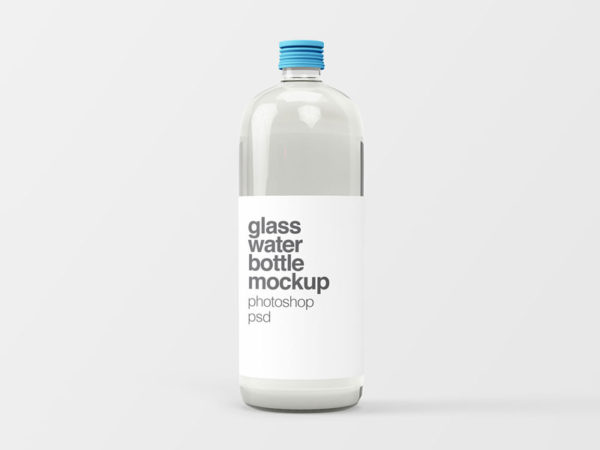 Glass Water Bottle PSD Mockup