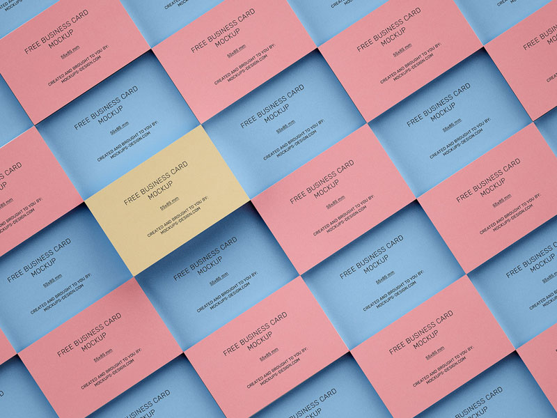 Isometric Stacked Business Cards PSD Mockup