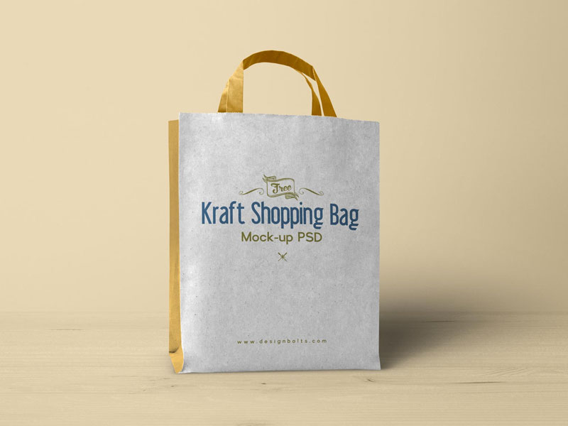 Kraft Paper Shopping Bag PSD Mockup