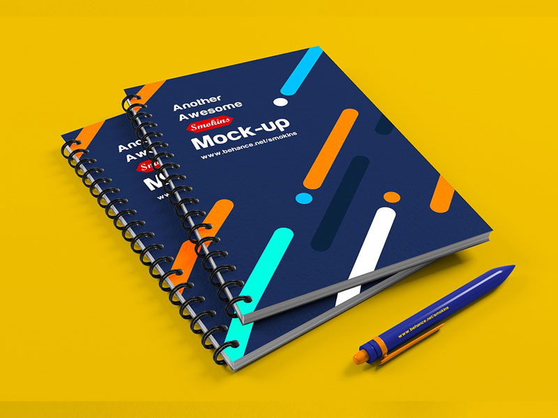 Notebook with Coffee Cup PSD Mockup