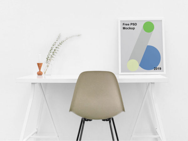 Poster on Table PSD Mockup