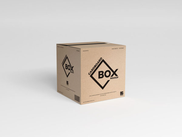 Square Cardboard Box PSD Mockup